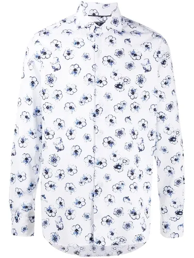 Orian Floral Print Shirt In White