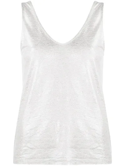 Majestic Metallic Vest Top In Silver