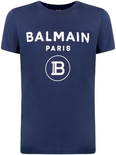 Balmain Logo-print Slim-fit T-shirt In Blue