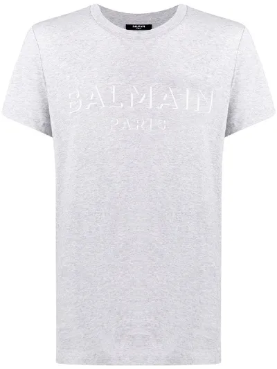 Balmain Logo Print T-shirt In Grey