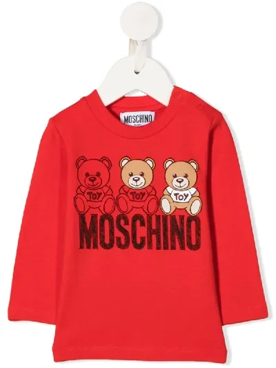 Moschino Babies' Logo Long-sleeve Top In Red