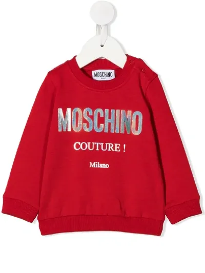 Moschino Babies' Logo Long-sleeve Sweatshirt In Red