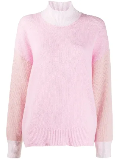 Marni Oversized Colour-block Turtleneck Jumper In Pink