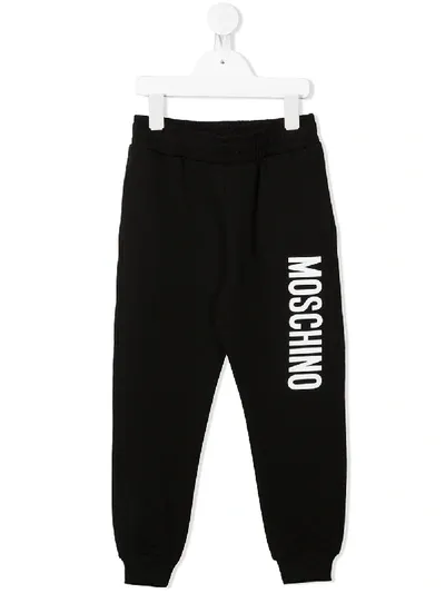 Moschino Kids' Logo Print Track Pants In Black