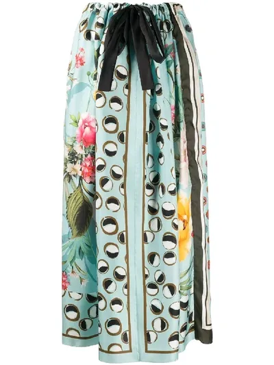 Altea Mixed-print Silk Skirt In Blue