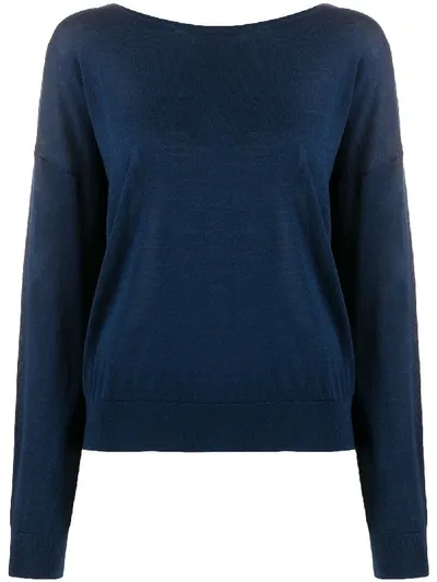 Dorothee Schumacher Crystal Embellished Back Blouse In Blue