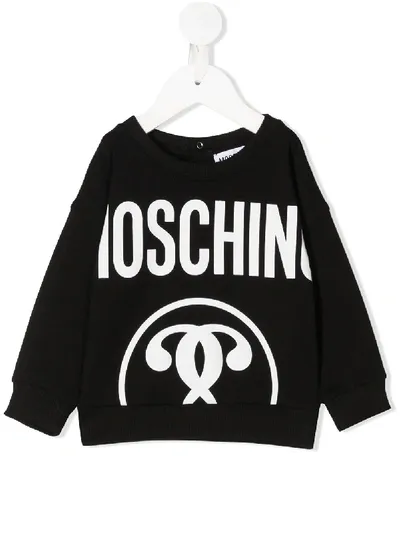 Moschino Babies' Logo Print Jumper In Black