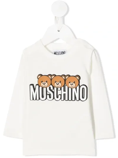 Moschino Babies' Logo Print T-shirt In White