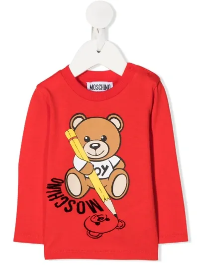 Moschino Babies' Logo Print T-shirt In Red