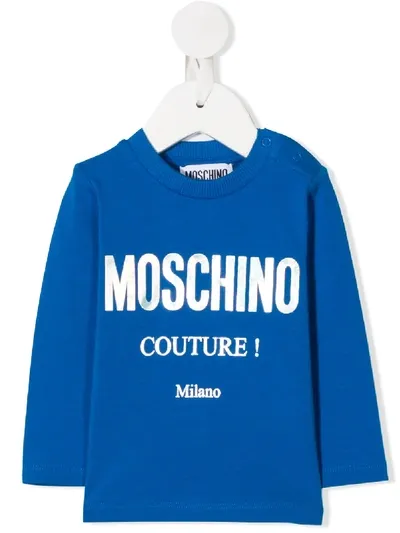 Moschino Babies' Logo Print T-shirt In Blue