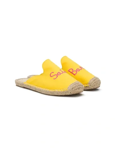 Mc2 Saint Barth Embroidered Logo Mule Espadrilles In Yellow