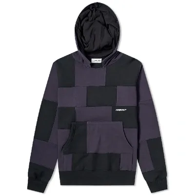 Ambush Block Panelled Cotton Hoodie In Black