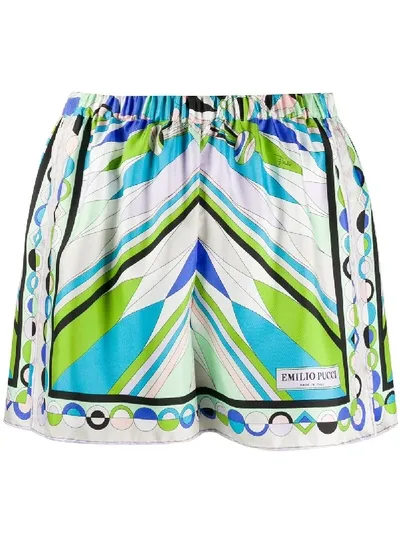 Emilio Pucci Abstract Print Silk Shorts In Multicolour