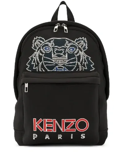 Kenzo Logo-embroidered Backpack In Black