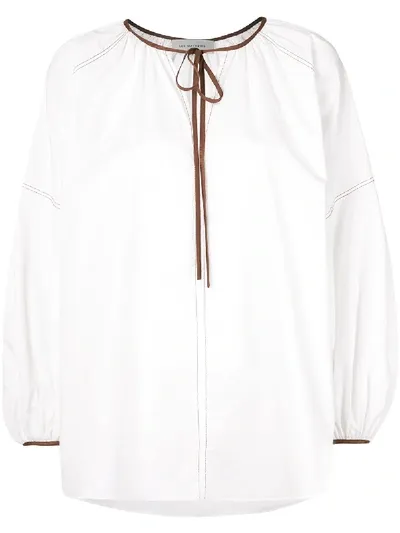 Lee Mathews Emma Balloon Sleeve Blouse In White