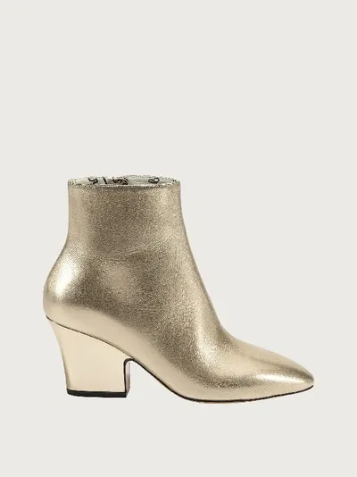 Ferragamo Metallic Ankle Boots In Gold