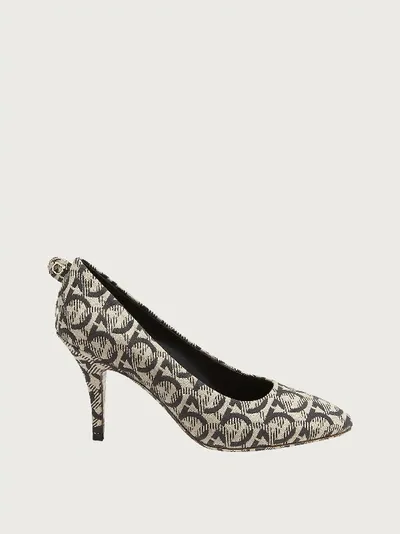 Ferragamo Judy 105 Jacquard Pumps In Beige