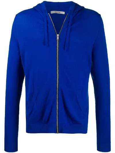 Zadig & Voltaire Clash Hooded Zip-up Cardigan In Blue