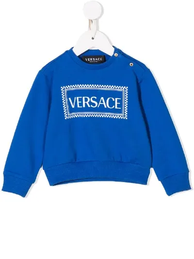 Young Versace Babies' Greca Logo Sweatshirt In Blue