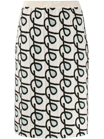 Christian Wijnants Jacquard Geometric Pattern Skirt In Neutrals