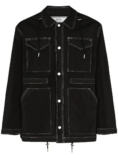 Ami Alexandre Mattiussi Patch Pocket Shell Parka In Black