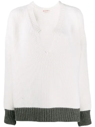 Marni Contrast Hem Jumper In White