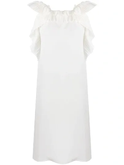 P.a.r.o.s.h Poter Pleat-trimmed Dress In White