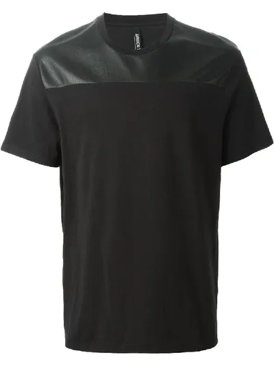 Neil Barrett T-shirt Mit Ledereinsatz In Black