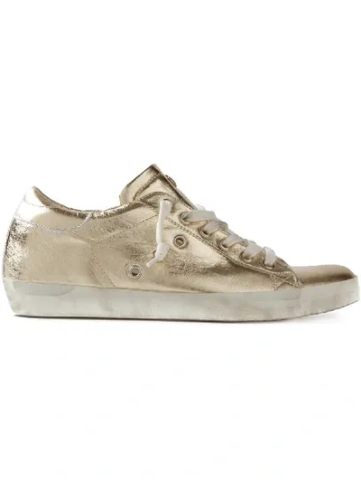 Leather Crown Metallisch Glänzende Sneakers Mit Ösen In Metallic