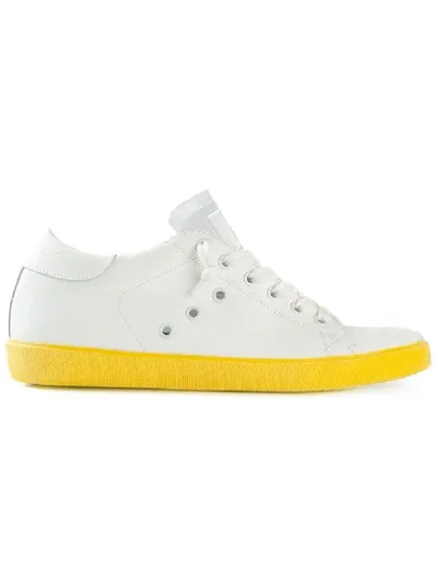 Leather Crown Sneakers Mit Ösen In White