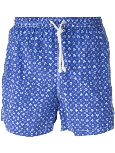 Kiton Badeshorts Mit Blumen-print In Blue