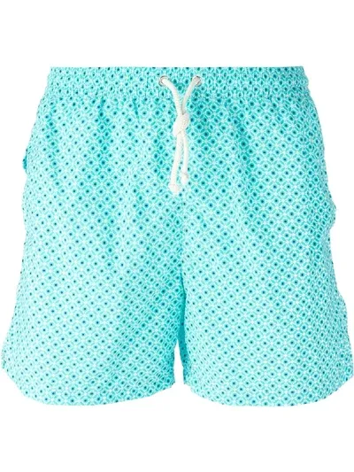 Kiton Badeshorts Mit Geometrischem Muster In Blue