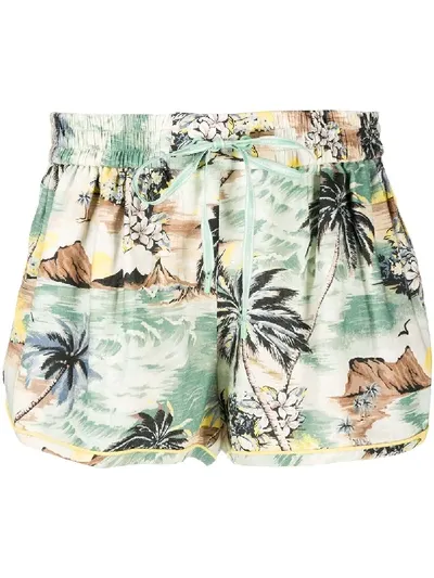 Zimmermann Shorts Mit Tropischem Print In Green