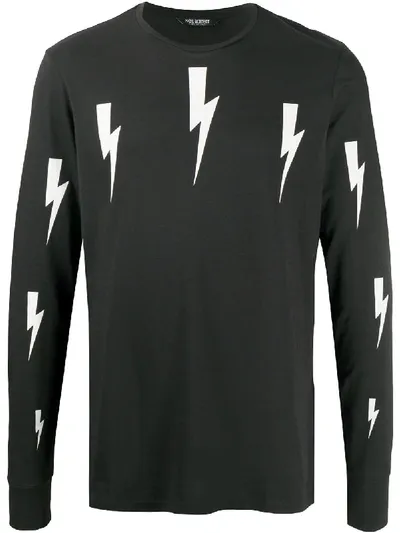 Neil Barrett Lightning Bolt Print T-shirt In Black