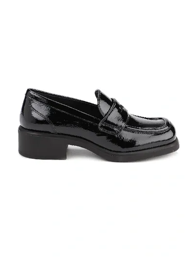 Miu Miu Patent Leather Loafers In Black