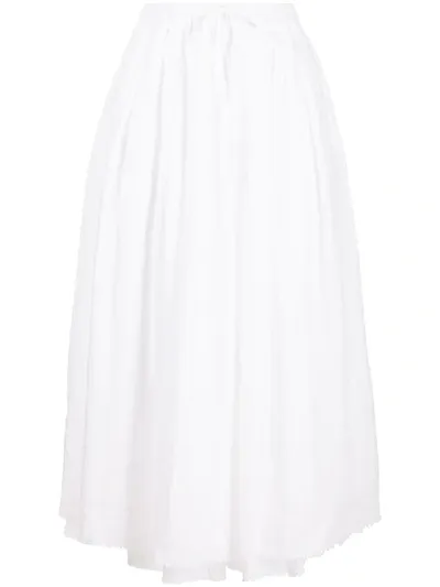 Kristensen Du Nord Linen Drawstring Midi Skirt In White