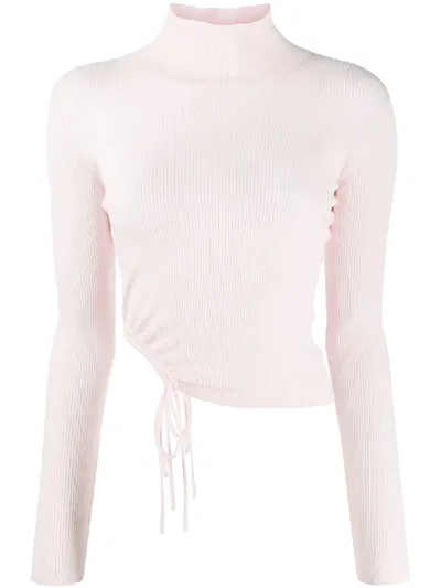 Alexander Wang Ribbed Mock-neck Top In Pink