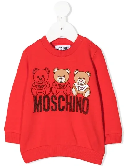 Moschino Babies' Teddy Bear Logo Sweatshirt In Red