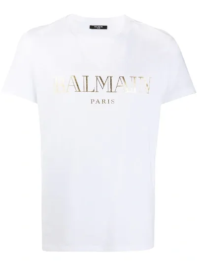 Balmain Logo-print Short-sleeve T-shirt In White