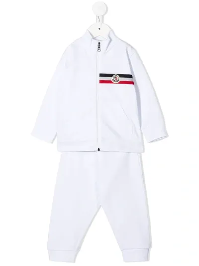 Moncler Babies' Striped Logo Tracksuit Set In White