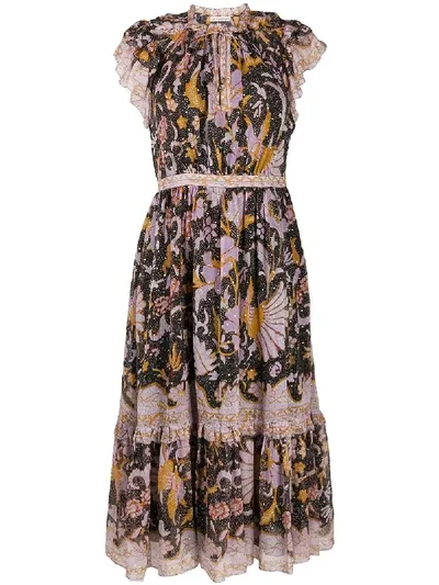 Ulla Johnson Floral Embroidered Shift Dress In Purple