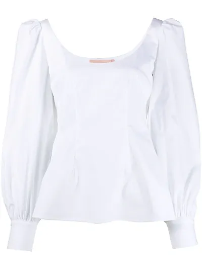 Brock Collection Quaderno Stretch-cotton Top In White