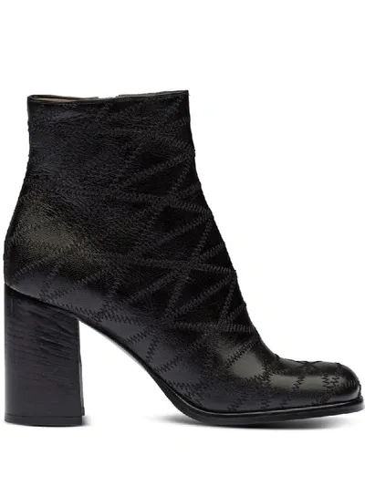 Miu Miu Whipstitch-detail Ankle Boots In Black