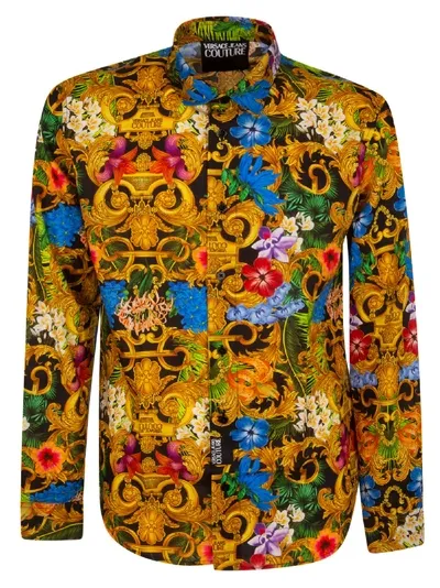 Versace Jeans Couture Baroque Floral Shirt In Yellow