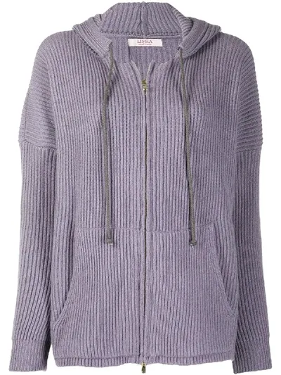 Liska Hooded Cashmere Cardigan In Purple