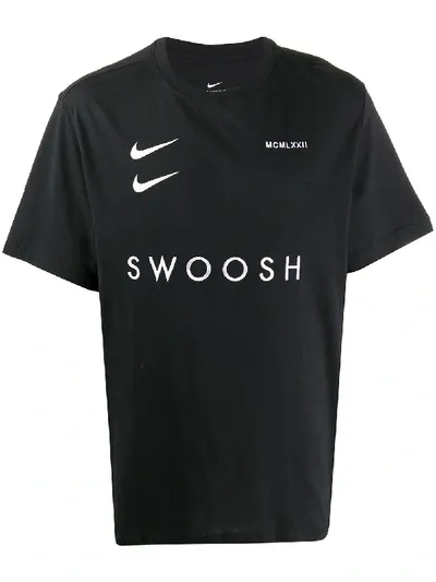 Nike Double Swoosh Embroidered T-shirt In Black