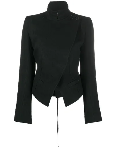 Ann Demeulemeester Fitted Off-centre Jacket In Black