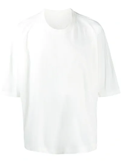 Issey Miyake Oversized Cropped Sleeve T-shirt In White