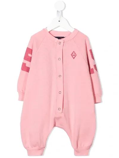 The Animals Observatory Babies' Strampelanzug Mit Logo-print In Pink