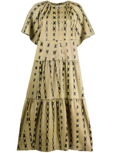 Stand Studio Chain Print Flared Dress In Neutrals